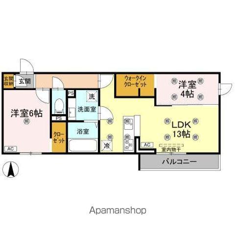 クランツ古川西B棟(2LDK/2階)の間取り写真