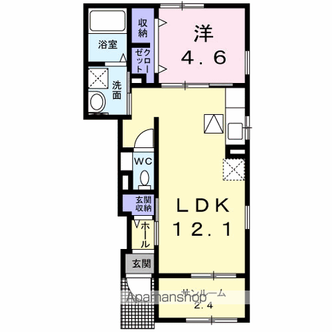 ミント ブリーゼ Ⅱ(1LDK/1階)の間取り写真