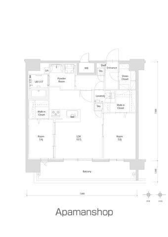 エンクレスト博多PARKSIDE(2LDK/15階)の間取り写真