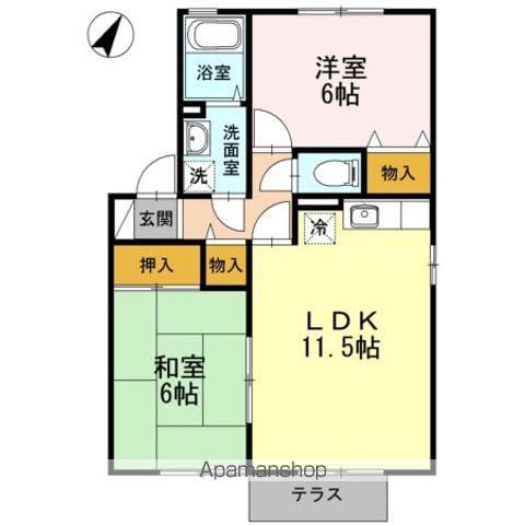 たんぽぽハウスC棟(2LDK/1階)の間取り写真