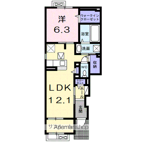 カーサ アリエッタ(1LDK/1階)の間取り写真