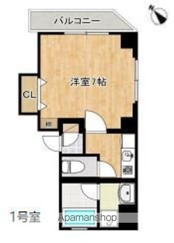 HOUZEN3(1K/4階)の間取り写真