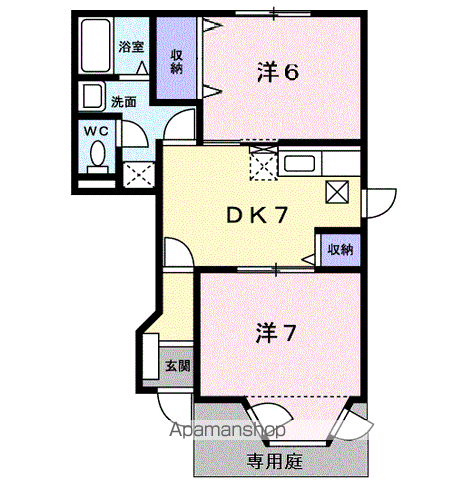 クィーンシャーロット(2DK/1階)の間取り写真