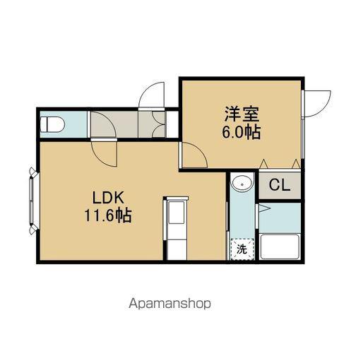 レインボーハウスSHELL(1LDK/2階)の間取り写真