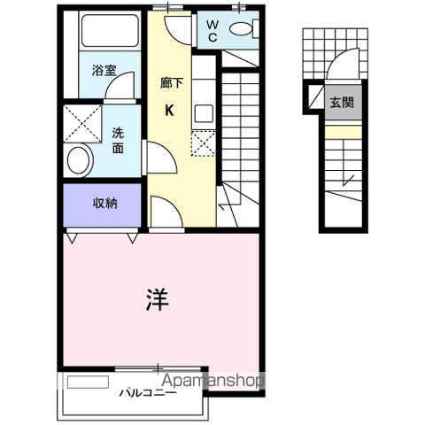 ハレレア(1K/2階)の間取り写真