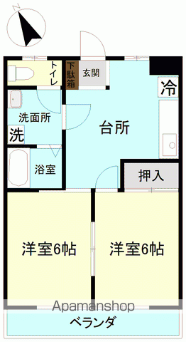 ベルハイム(2DK/2階)の間取り写真