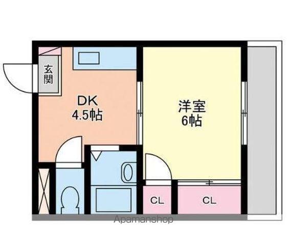 瀬戸海マンション(1DK/2階)の間取り写真