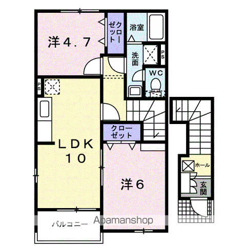 ソル・サリエンテB(2LDK/2階)の間取り写真