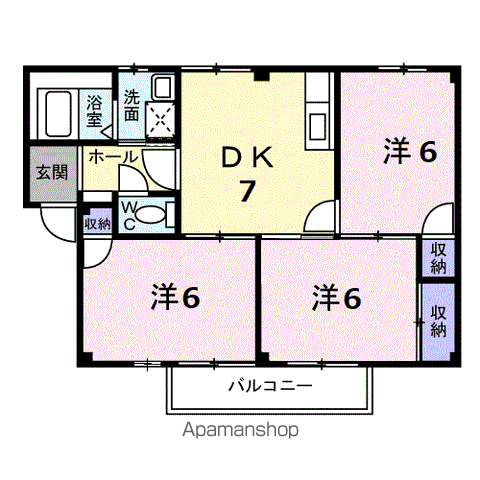 美ノ浜壱番館(3DK/2階)の間取り写真
