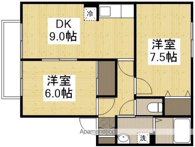 ビーライン中庄D(2DK/1階)の間取り写真