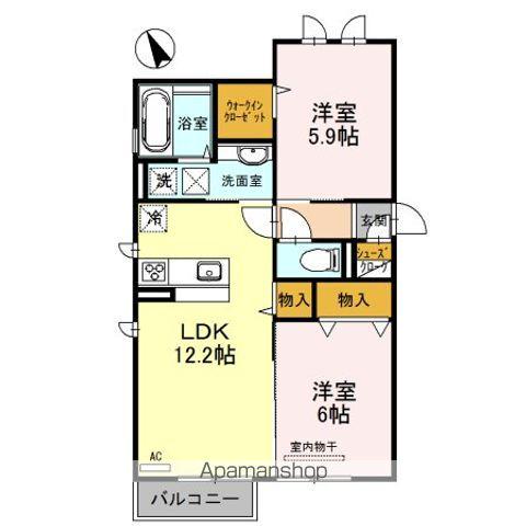 メゾン・ド・ボヌール 秀 A(2LDK/1階)の間取り写真