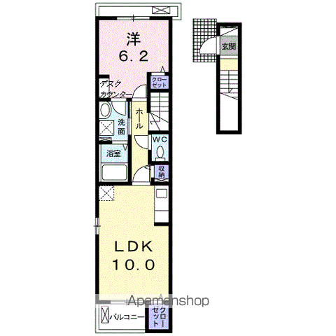 リバーサイドゆきかぜ(1LDK/2階)の間取り写真
