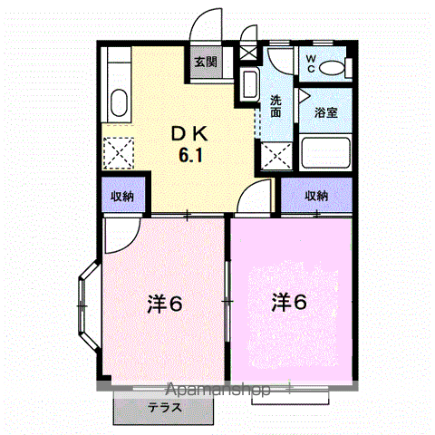 リバーサイド高浜(2DK/1階)の間取り写真