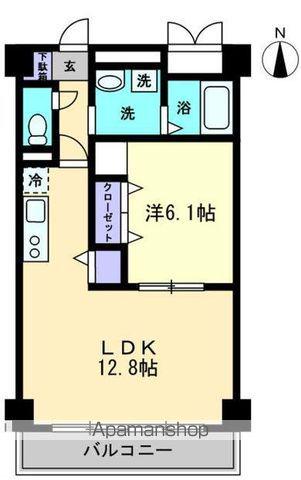フィール上之町(1LDK/4階)の間取り写真