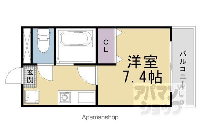 クローバー椥辻(1K/3階)の間取り写真