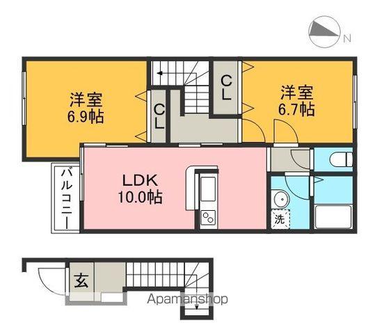 GRAPE HOUSE(2LDK/2階)の間取り写真