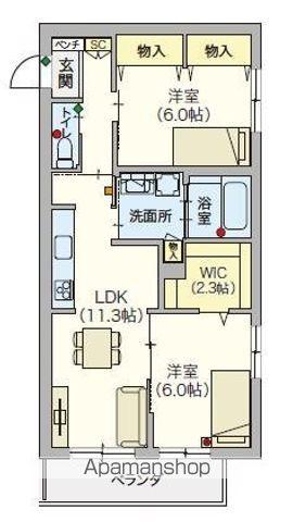 シニア限定ルティルオプス高円寺(2LDK/2階)の間取り写真