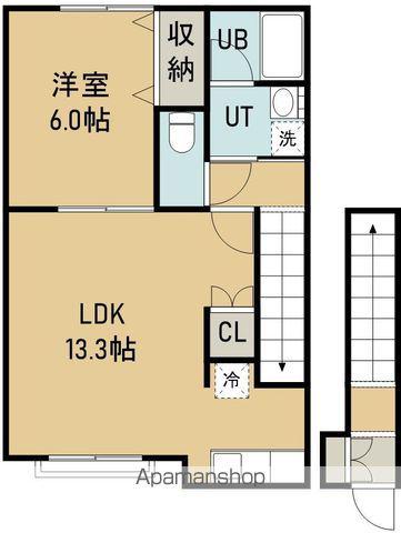 アスティー鳴川(1LDK/2階)の間取り写真