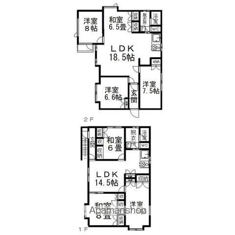 石北本線 北見駅 バス乗車時間：25分 藤高校バス停で下車 徒歩3分 2階建 築37年(7LDK)の間取り写真
