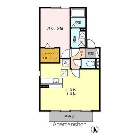 リアンY(1LDK/1階)の間取り写真