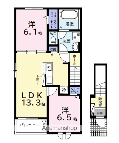 ウルルⅡ(2LDK/2階)の間取り写真