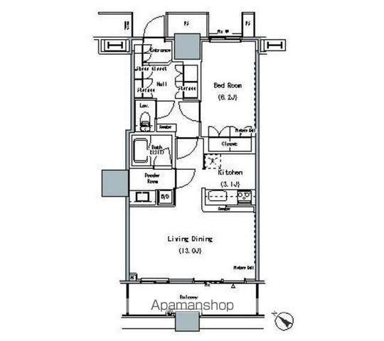 THE TOKYO TOWERS MIDTOWER(1LDK/12階)の間取り写真