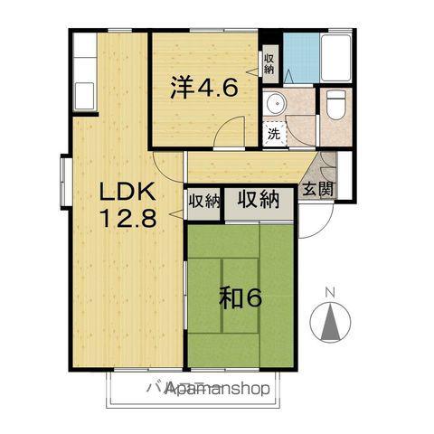 ディアスタウンB(2LDK/2階)の間取り写真