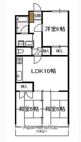 青南ハイツ(3LDK/1階)の間取り写真