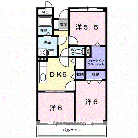 マルベル宇多津(3DK/5階)の間取り写真