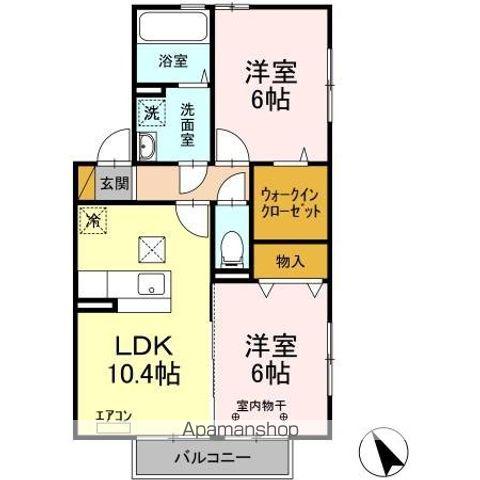 ルミエールD(2LDK/1階)の間取り写真