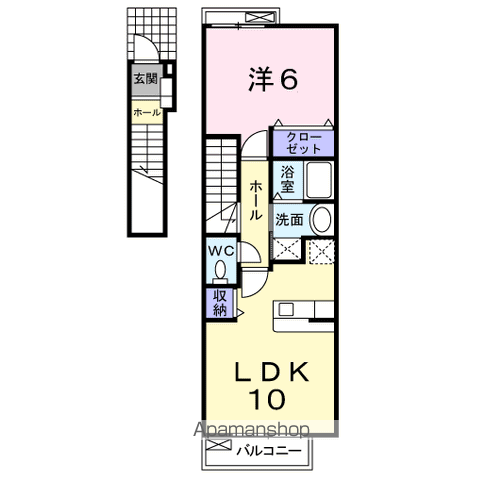 サニータウン曽根C棟(1LDK/2階)の間取り写真