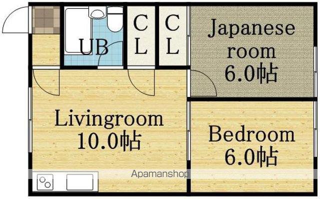 富樫ハイツ(2LDK/2階)の間取り写真
