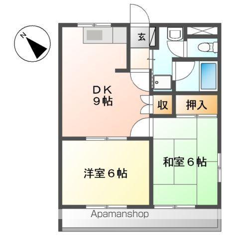 ルミナスガーデン内橋(2DK/1階)の間取り写真