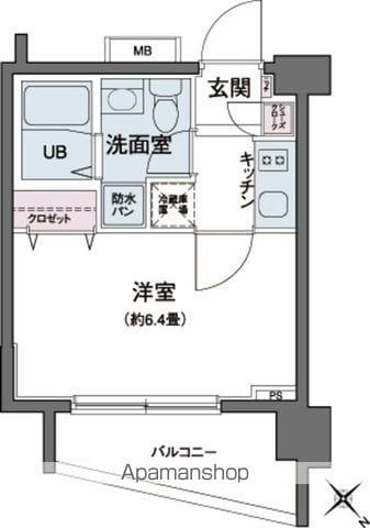 エコロジー都立大学レジデンス(1K/6階)の間取り写真