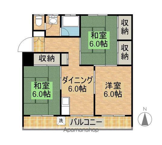 FⅡヴィラ(3DK/5階)の間取り写真