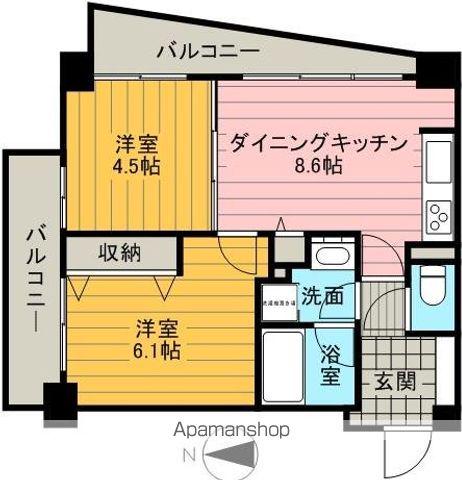 パークアクシス錦糸町(2DK/2階)の間取り写真