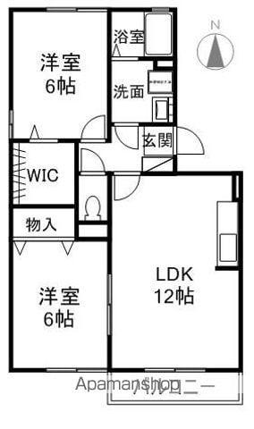 ルピナスK(2LDK/2階)の間取り写真