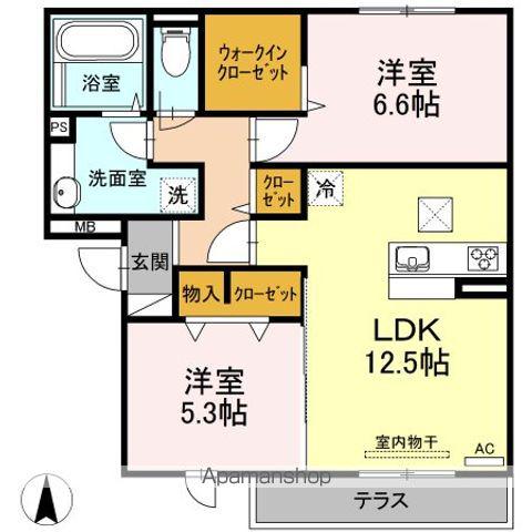 グッディⅡ(2LDK/1階)の間取り写真