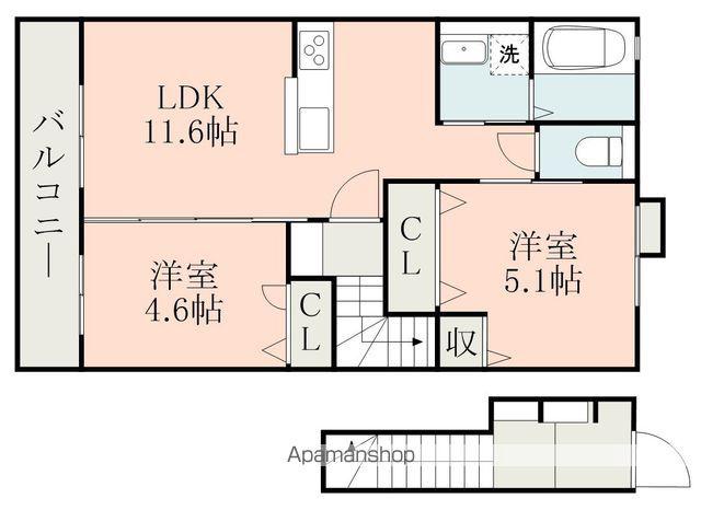 ハイムレトア(2LDK/2階)の間取り写真