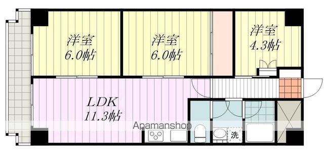 チュリス松山(3LDK/3階)の間取り写真
