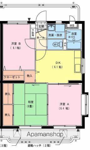 ホープパレス(3DK/2階)の間取り写真