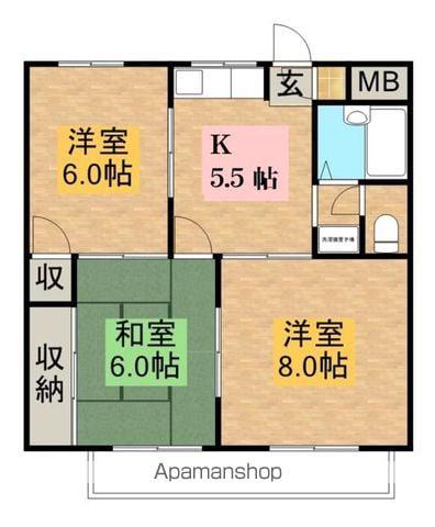 フローラル21B棟(3R/3階)の間取り写真