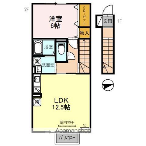 ガーデングレイス(1LDK/2階)の間取り写真