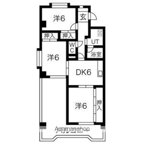 グランドハイツ八勝(3DK/4階)の間取り写真