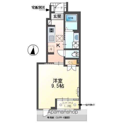 EAU ROUGE(1K/1階)の間取り写真