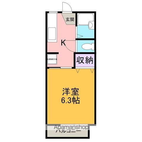 プラージュ六名(1K/2階)の間取り写真