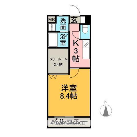 ラフィネ和合B(1K/2階)の間取り写真