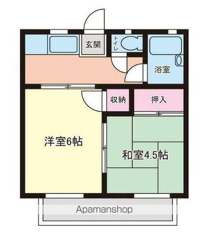 ピアパークⅠ(2K/2階)の間取り写真