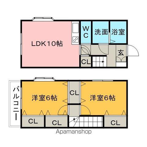 オーシャン小郡(2LDK/1階)の間取り写真