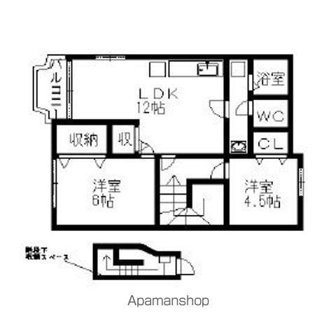 ミルトニアB(2LDK/2階)の間取り写真